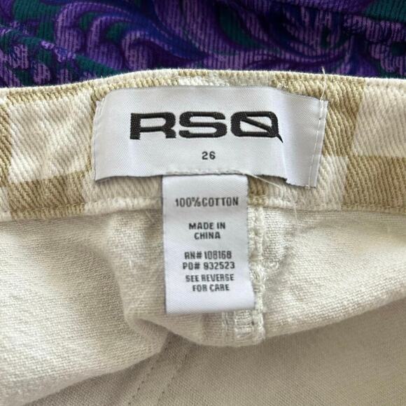 RSQ Checkered Mini Skirt Y2K Grunge Skater Brown White Women 26 - Picture 3 of 5
